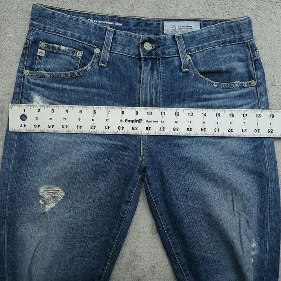 AG Jeans Women's Size 27R Blue Mid-Rise Ex-Boyfriend Slim 27" Inseam Distressed - Picture 6 of 16